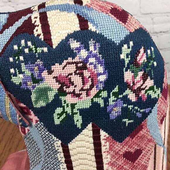 Vintage Needlepoint Bunny Rabbit 12” tall x 12” wide x 5” weighs about 3ish lbs - Picture 3 of 6